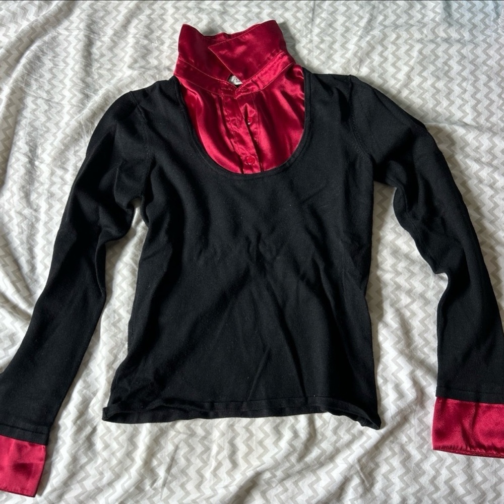 Fred David Red and Black Collared Shirt
